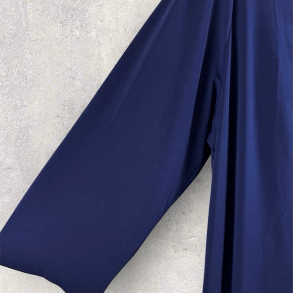 Susan Graver Liquid Knit Popover Top Navy Blue Twisted Front Open Keyhole 2x - Picture 5 of 16